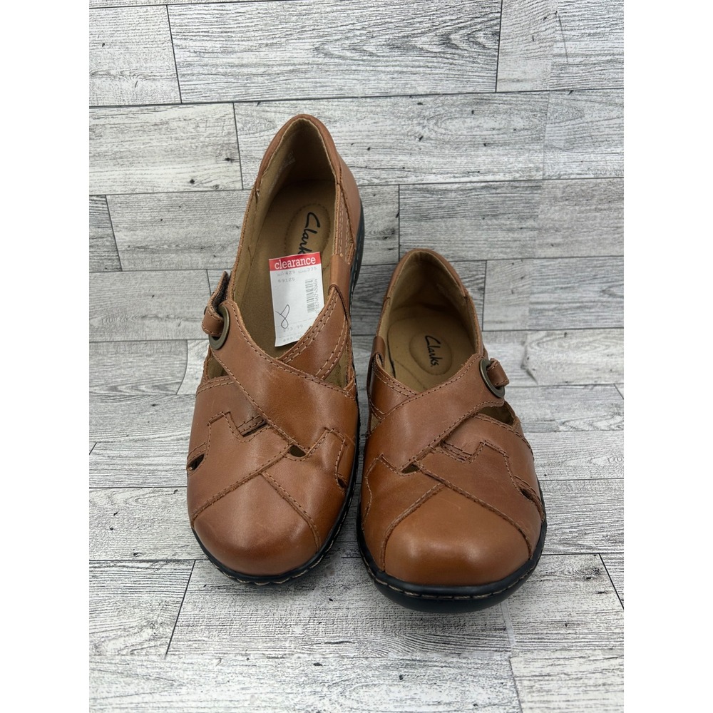 Clarks Brown Leather Mary Jane Shoes Comfort Flats 26069125 Women Size 8M - Picture 2 of 13